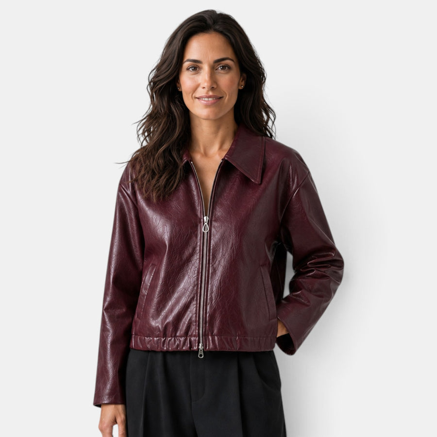 Chaqueta Mujer Efecto Piel con Cremallera
