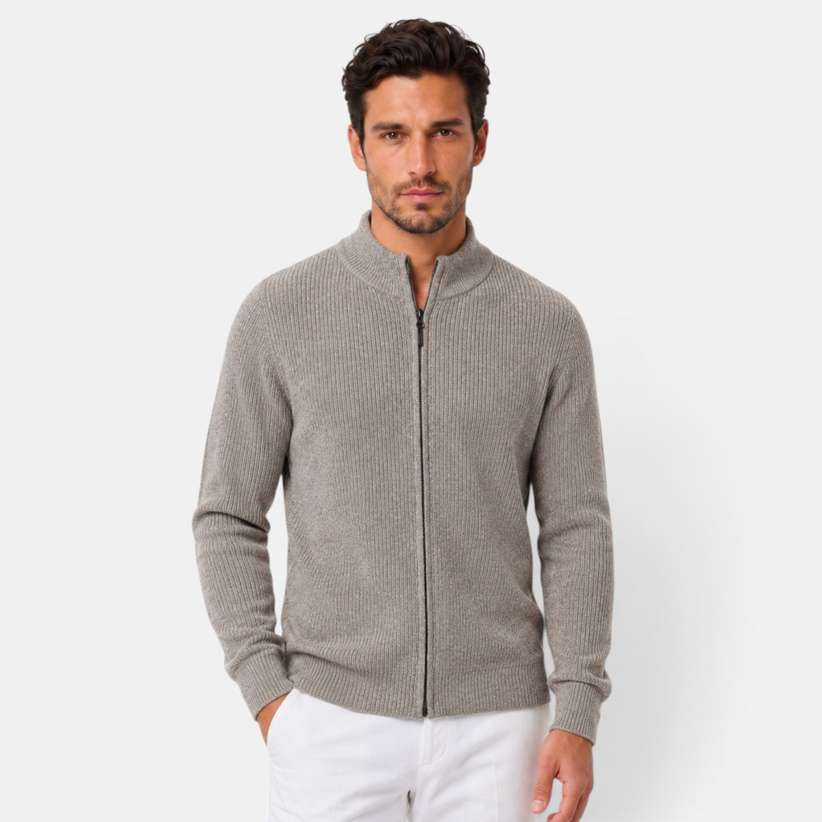 Cárdigan Hombre Cremallera Cuello Alto
