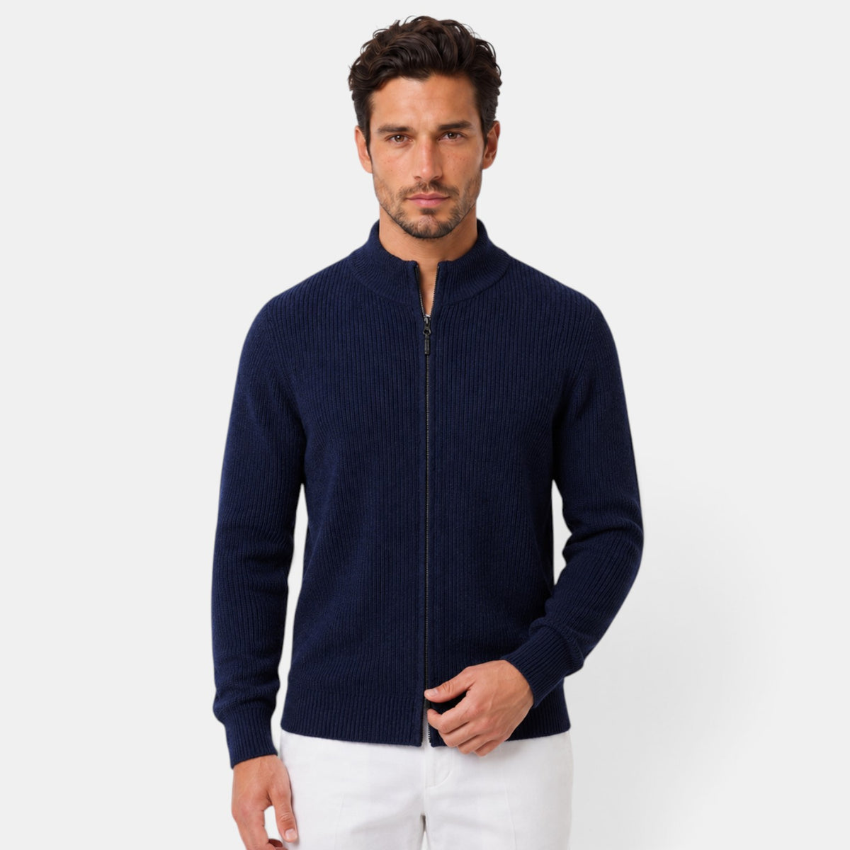 Cárdigan Hombre Cremallera Cuello Alto