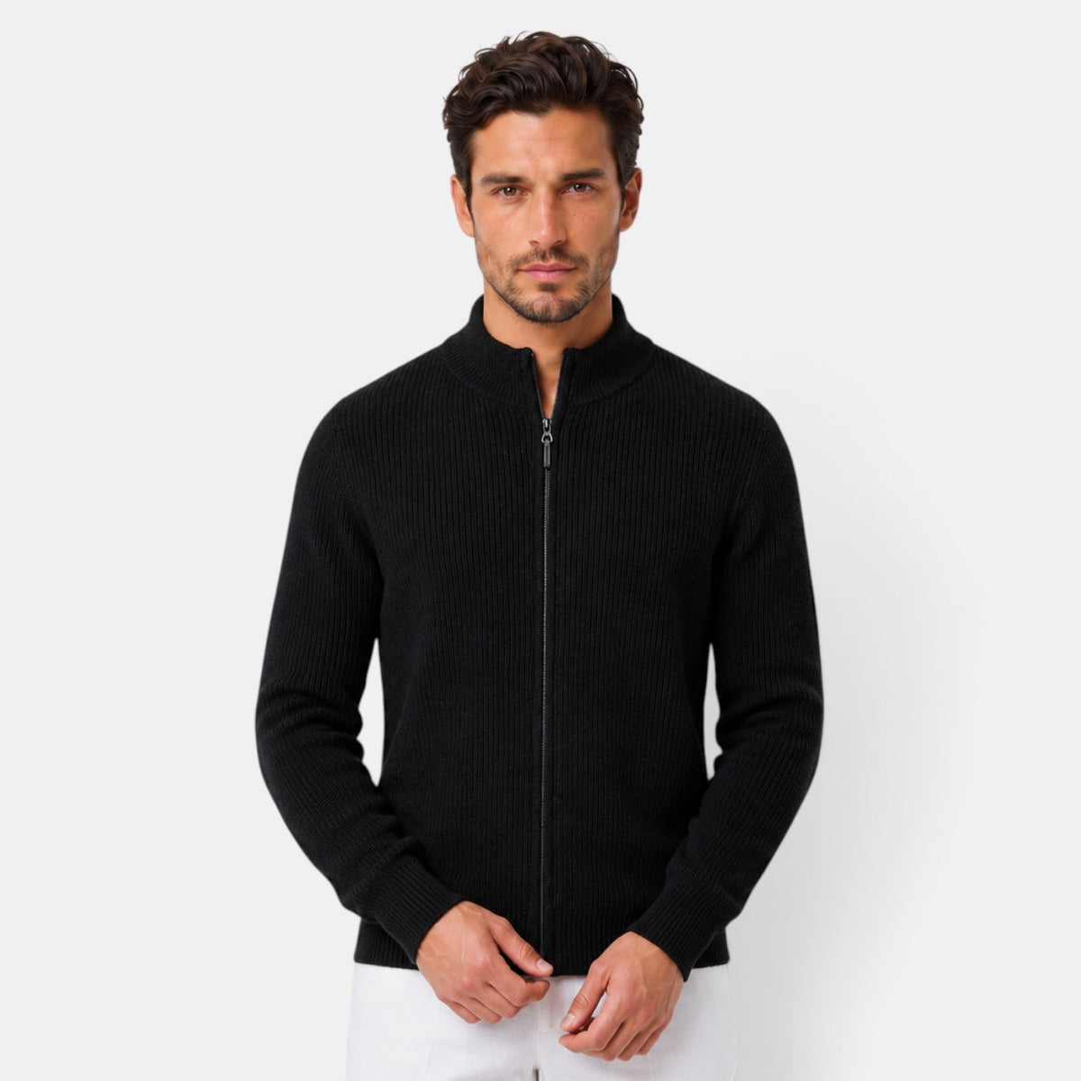 Cárdigan Hombre Cremallera Cuello Alto
