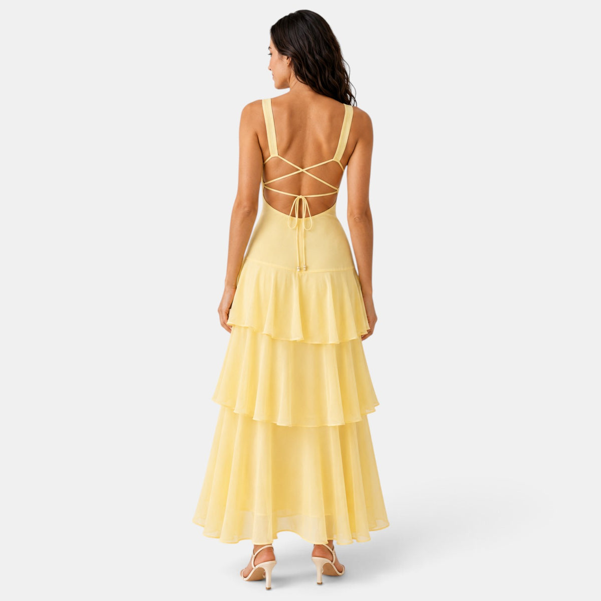 Ruffled Maxi Wedding Guest Dress