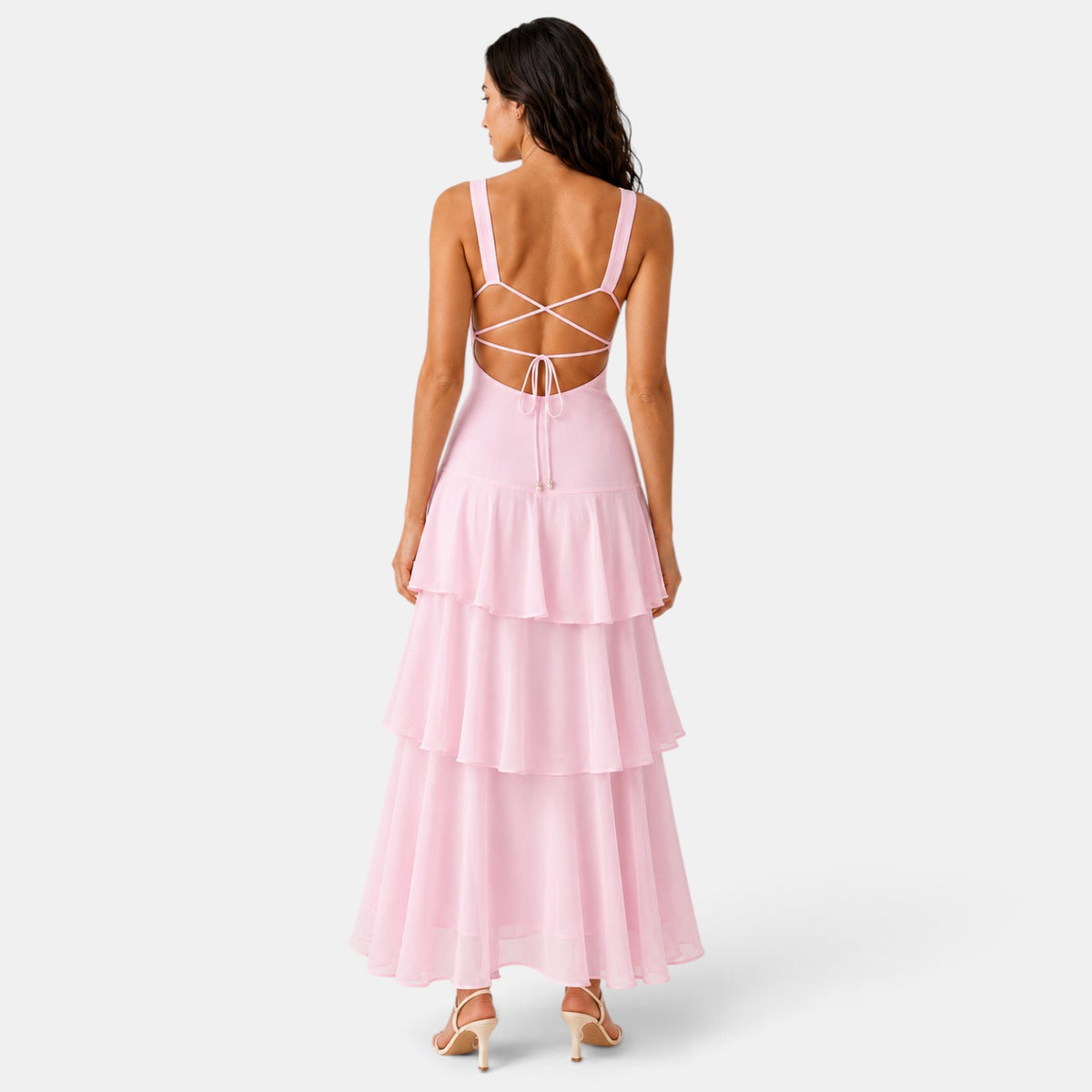 Ruffled Maxi Wedding Guest Dress