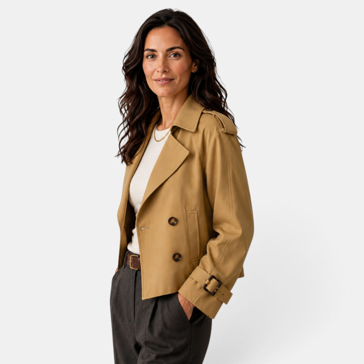 Lightweight Women's Double-Breasted Trench Coat