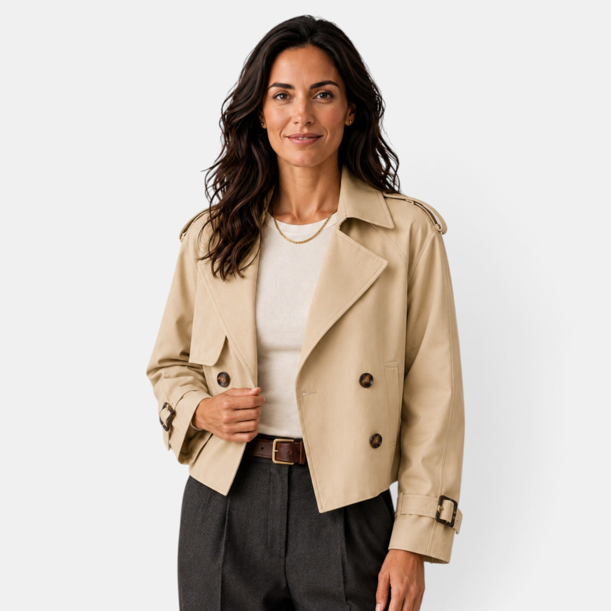 Lightweight Women's Double-Breasted Trench Coat