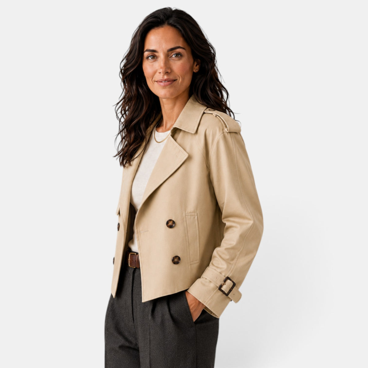 Lightweight Women's Double-Breasted Trench Coat
