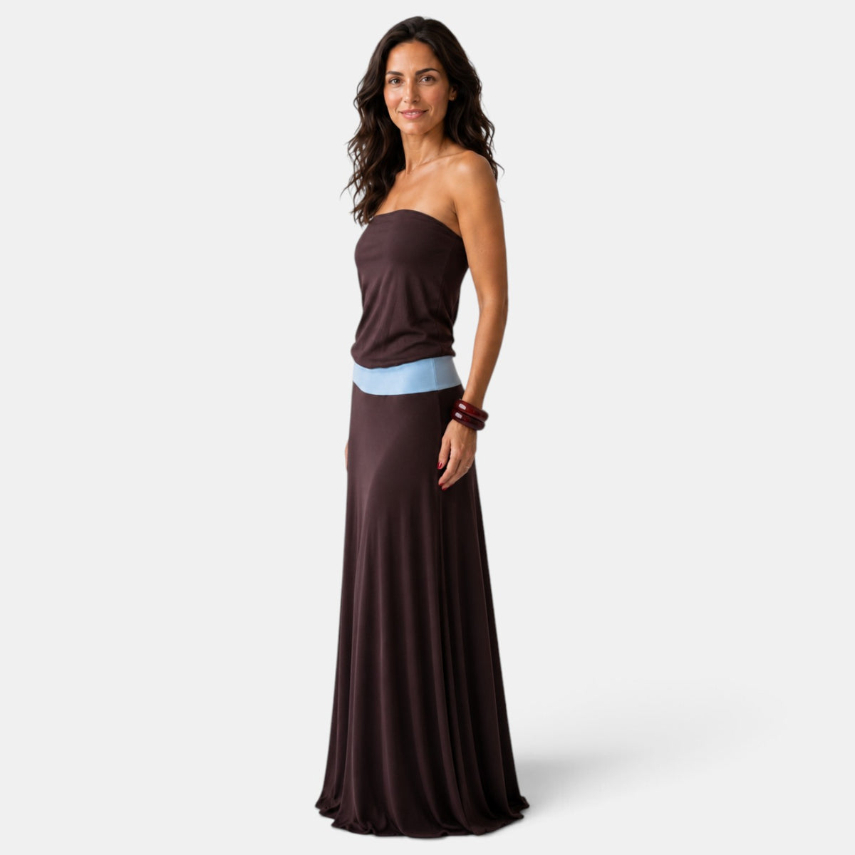 Elegant Brown Maxi Dress Wedding Guest