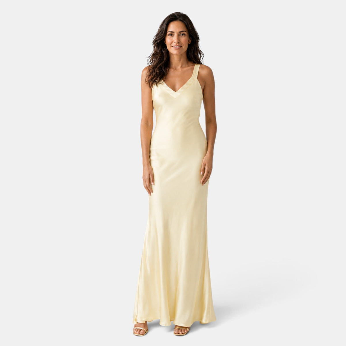 Vestido Satén Amarillo Invitada de Boda