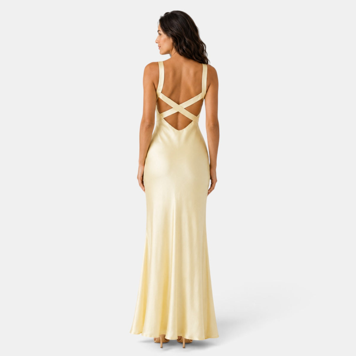 Vestido Satén Amarillo Invitada de Boda