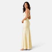 Vestido Satén Amarillo Invitada de Boda