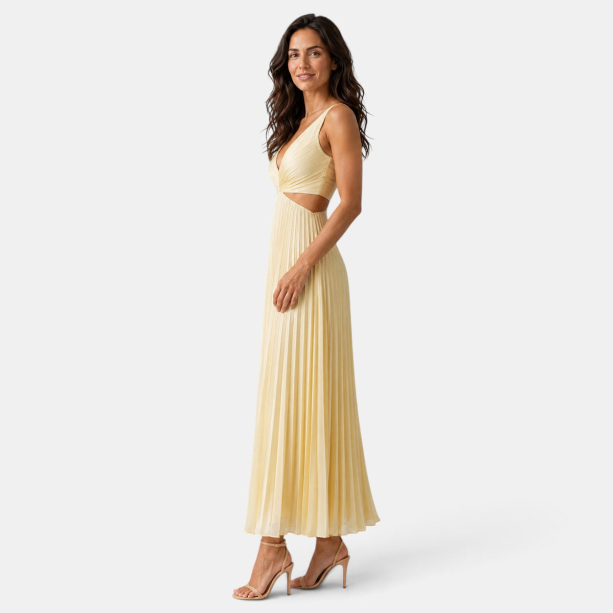 Vestido Invitada de Boda Midi Plisado Cut Out