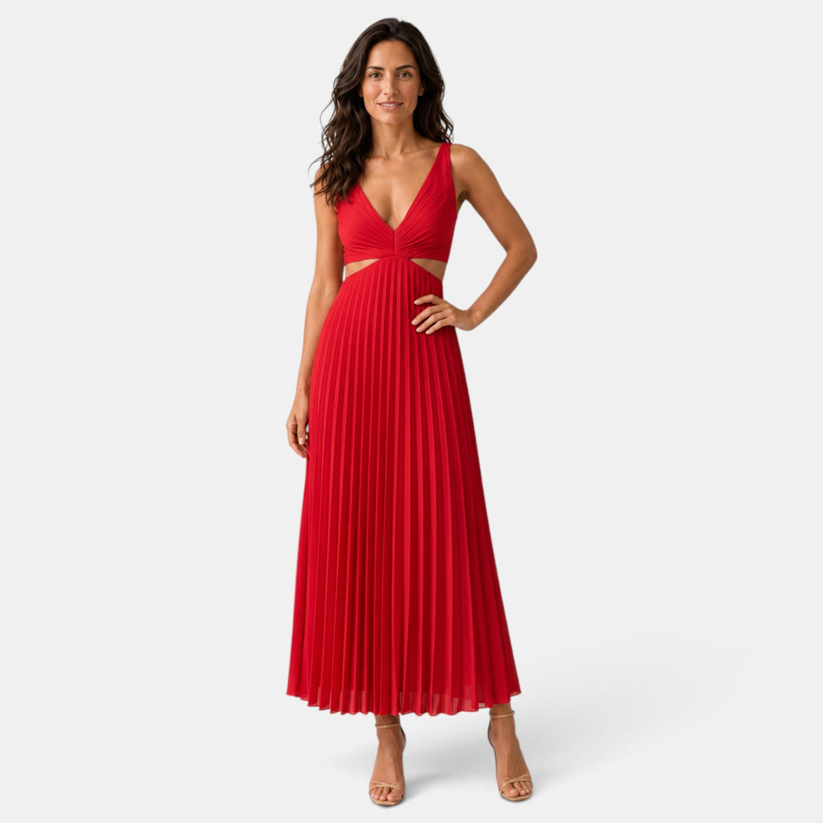 Vestido Invitada de Boda Midi Plisado Cut Out