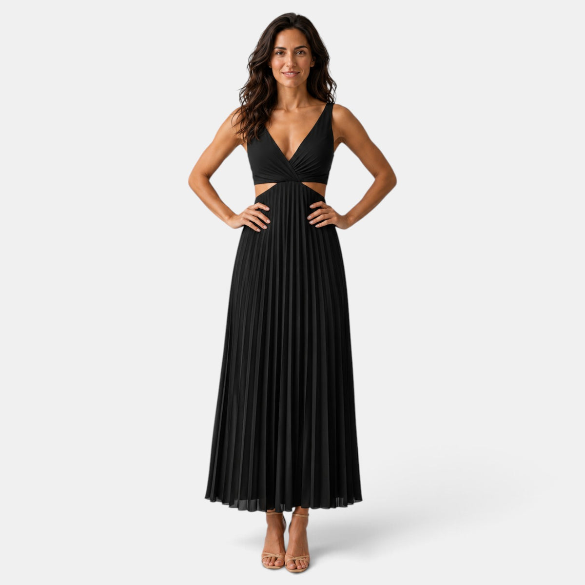 Vestido Invitada de Boda Midi Plisado Cut Out