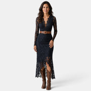 Vestido Invitada de Boda Midi Boho Manga Larga con Abertura
