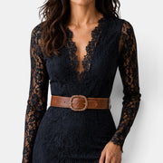 Vestido Invitada de Boda Midi Boho Manga Larga con Abertura