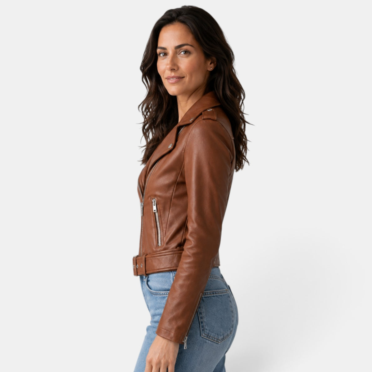 Chaqueta de Cuero Mujer Entallada