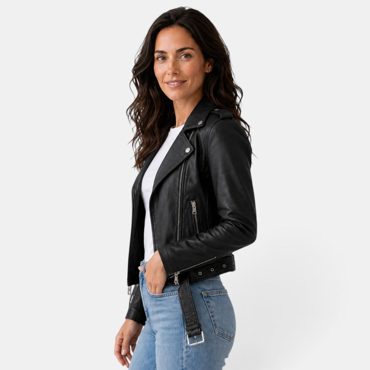 Chaqueta de Cuero Mujer Entallada