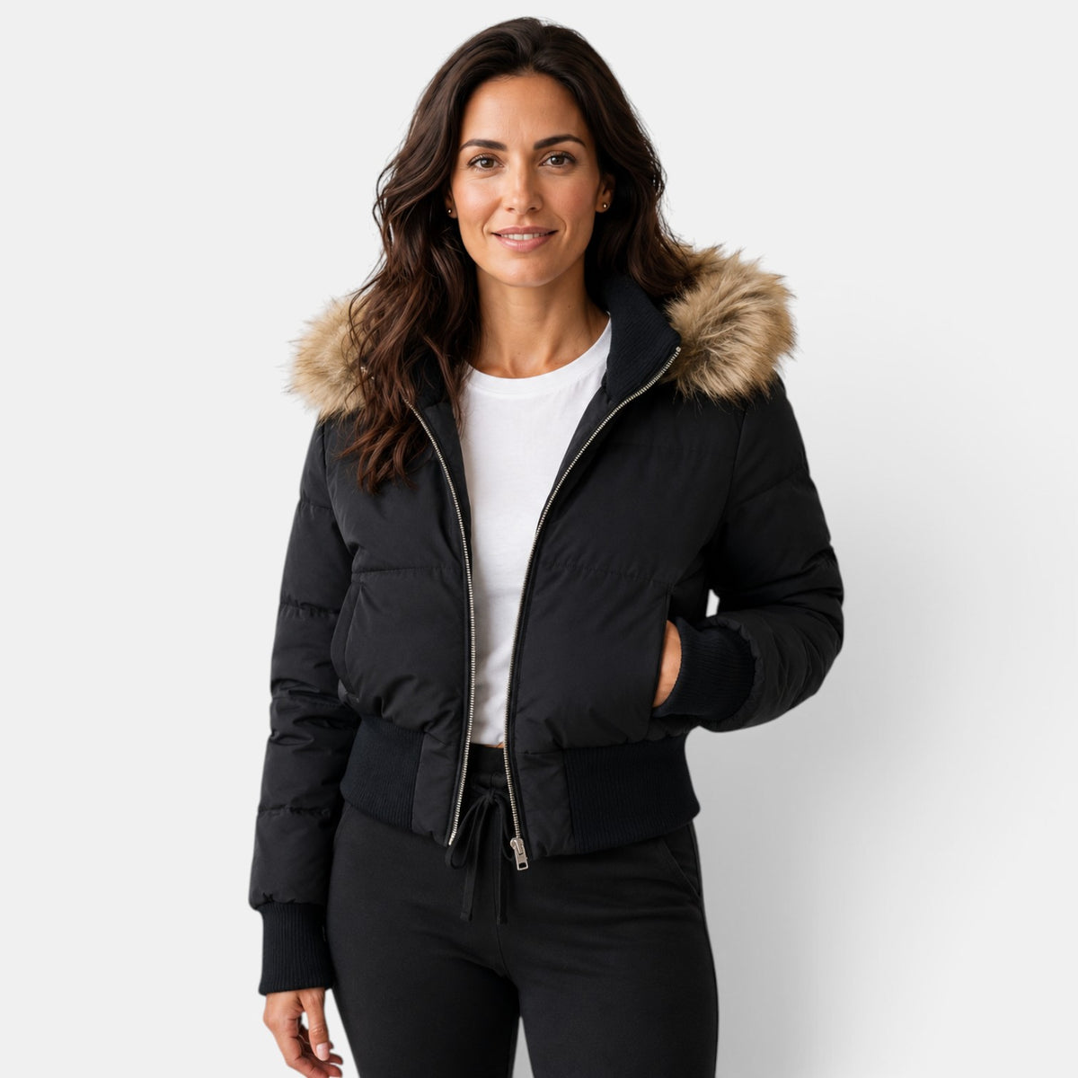 Chaqueta Acolchada Mujer Térmica con Capucha Desmontable