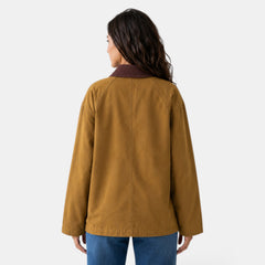 Chaqueta de Algodón Mujer Marrón con Cuello Polo
