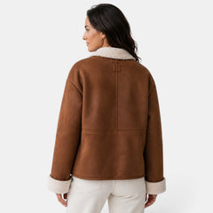 Chaqueta Mujer Oversize Marrón con Borreguito