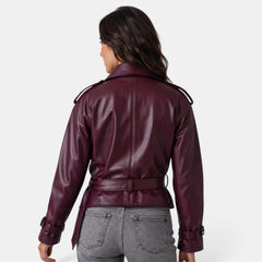 Chaqueta de Cuero Mujer Burdeos