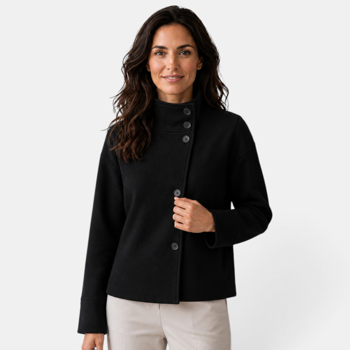 Chaqueta Mujer Lana Cuello Alto