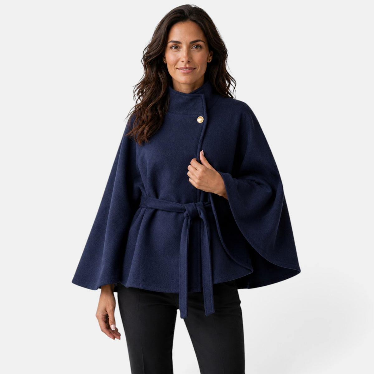 Capa de Lana Mujer con Cinturón - Elegante y Entallada