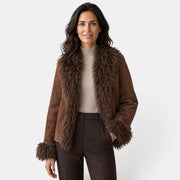 Chaqueta Marrón Efecto Pelo Mujer - Abrigo Elegante