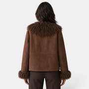 Chaqueta Marrón Efecto Pelo Mujer - Abrigo Elegante