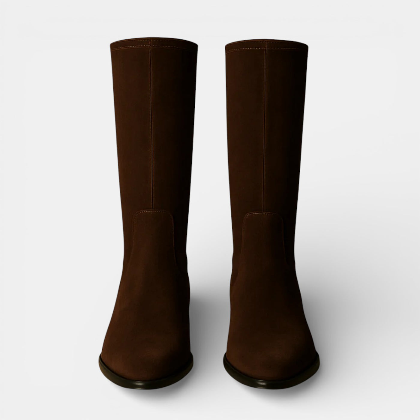 Botas Altas de Ante para Mujer con Cremallera y Tacón Bajo