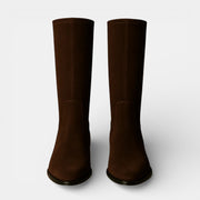 Botas Altas de Ante para Mujer con Cremallera y Tacón Bajo