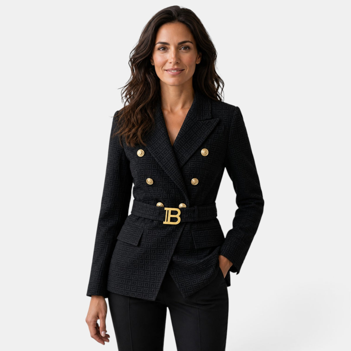 Women's Jacquard Blazer with Belt