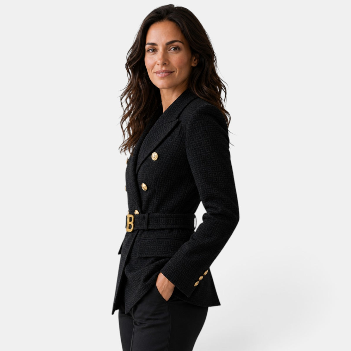 Women's Jacquard Blazer with Belt