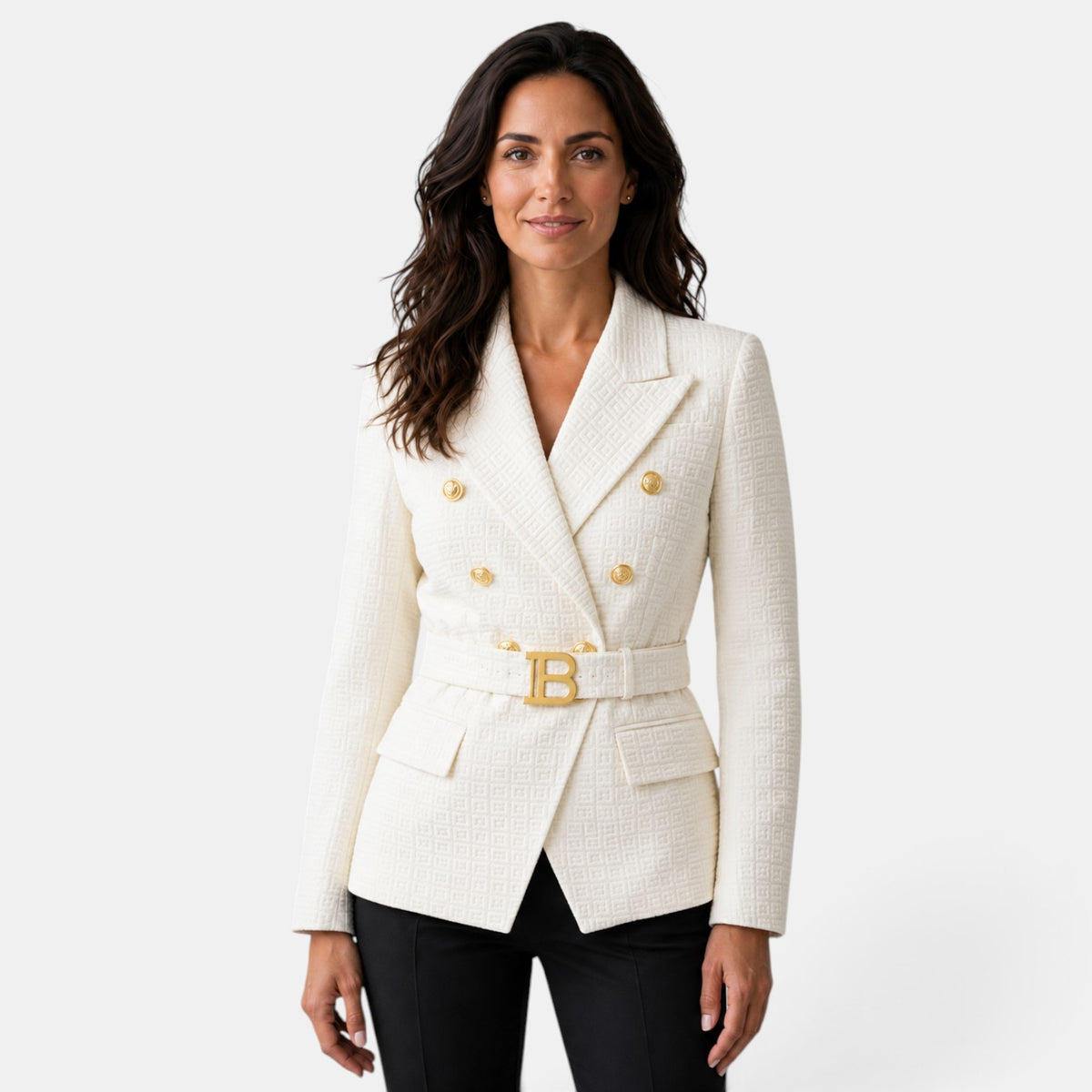 Women's Jacquard Blazer with Belt