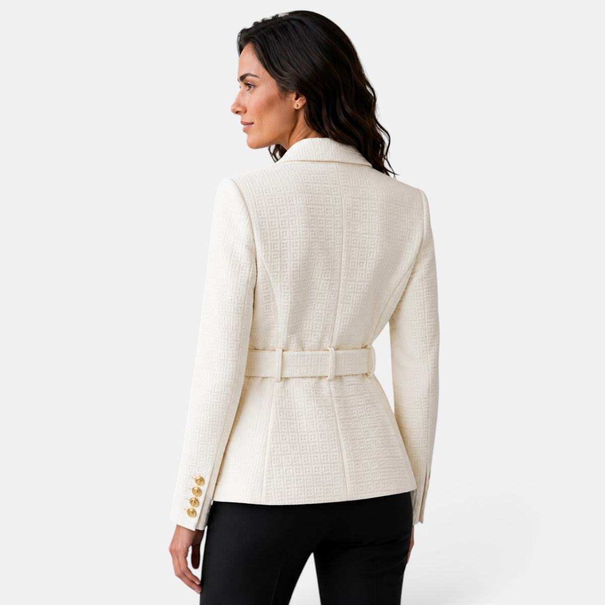Women's Jacquard Blazer with Belt