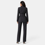 Women's Blazer and Straight-Leg Pants Set
