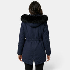 Abrigo de Invierno Mujer con Capucha de Pelo - Cálido y Elegante
