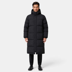 Abrigo Acolchado Largo para Hombre con Capucha - Impermeable al Viento y Cálido