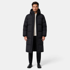 Abrigo Acolchado Largo para Hombre con Capucha - Impermeable al Viento y Cálido
