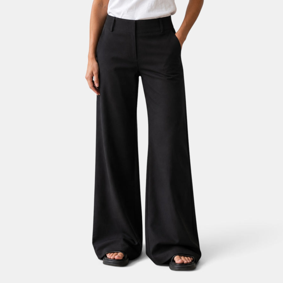 Pantalón de Vestir Mujer Negro Pierna Ancha