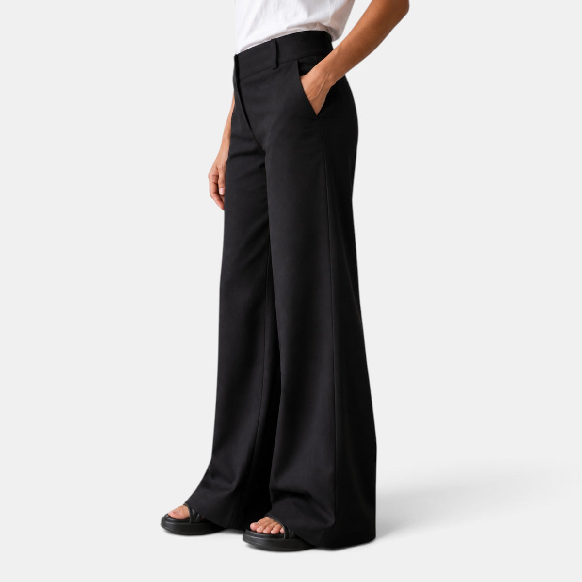 Pantalón de Vestir Mujer Negro Pierna Ancha