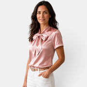 Blusa Satinada Mujer con Lazo