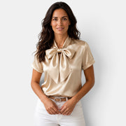 Blusa Satinada Mujer con Lazo