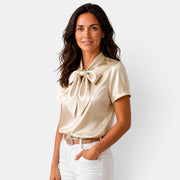 Blusa Satinada Mujer con Lazo