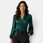 Blusa Mujer Satinada Cuello V