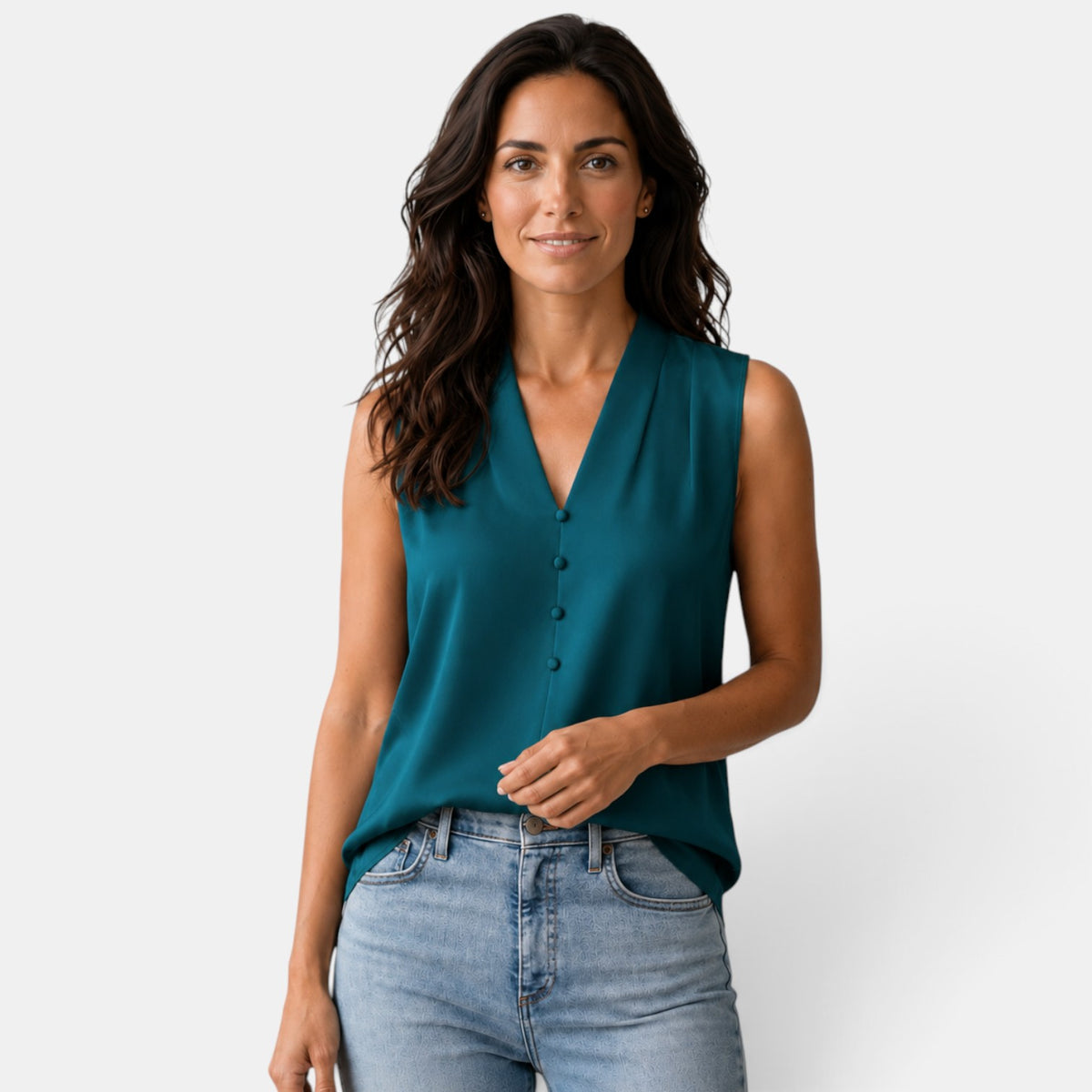 Blusa Satinada Mujer Escote V