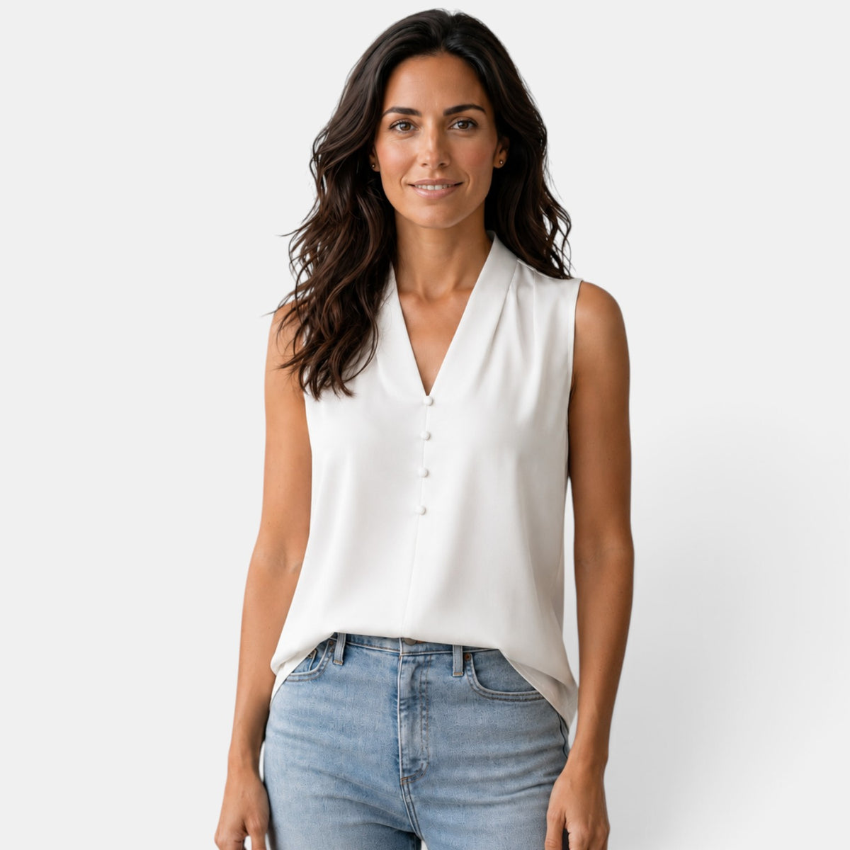 Blusa Satinada Mujer Escote V