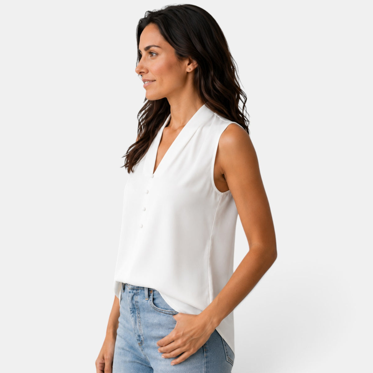 Blusa Satinada Mujer Escote V