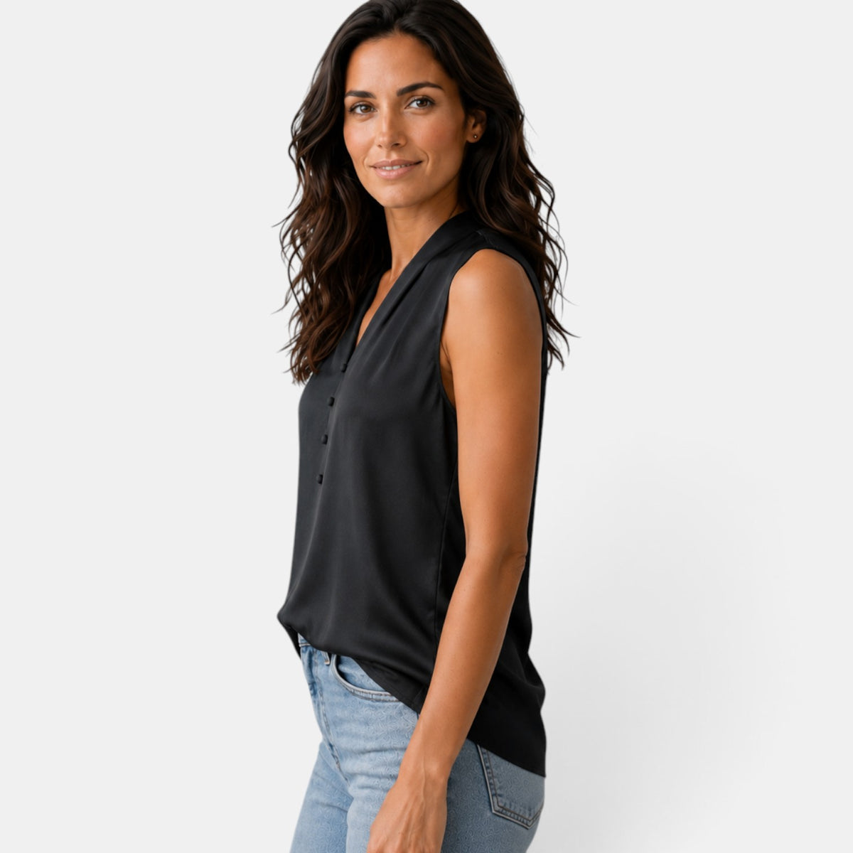 Blusa Satinada Mujer Escote V