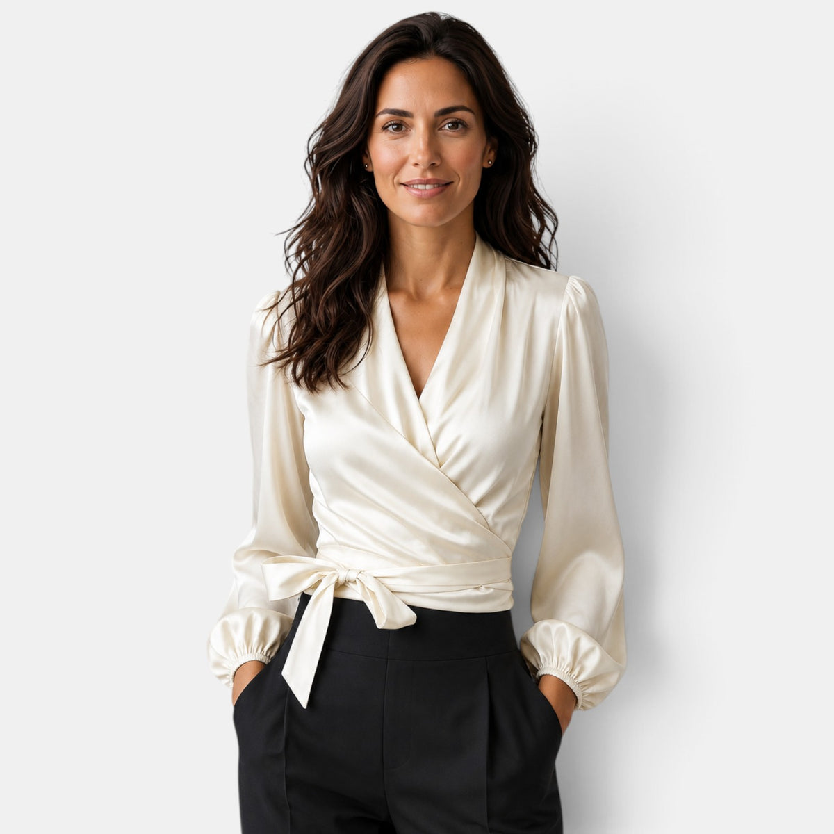Blusa Mujer Satinada Cuello V