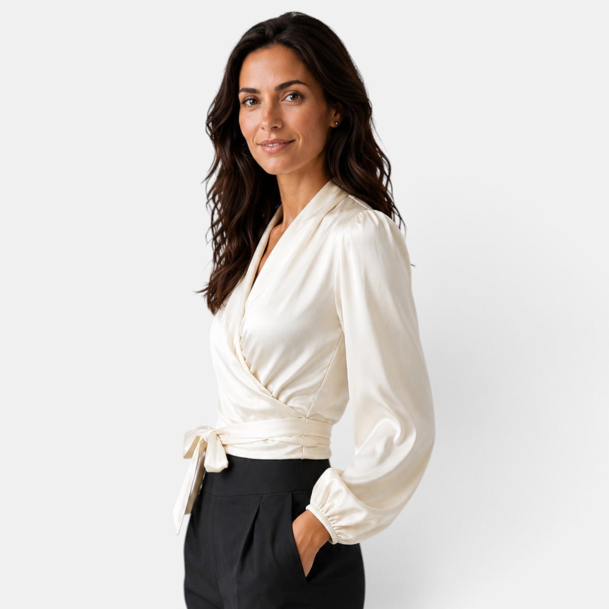 Blusa Mujer Satinada Cuello V